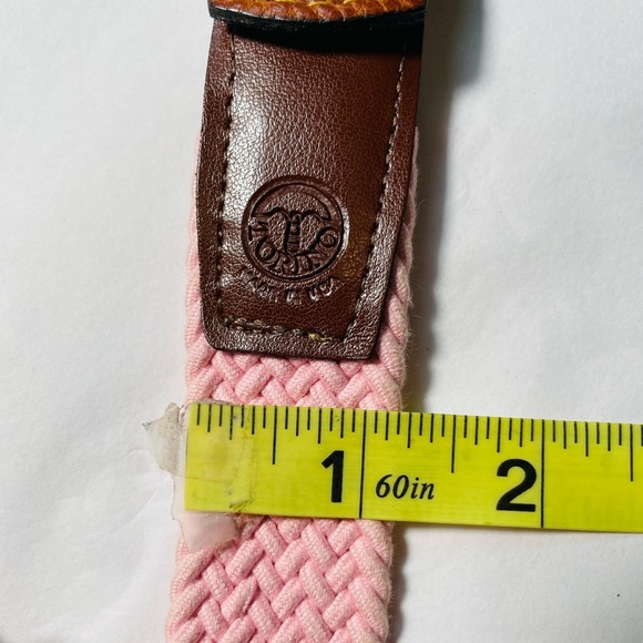 Torino Men's Pink Knit Woven Stretch Belt Sz 38 69503 USA Italian Leather GOLF - Picture 4 of 9